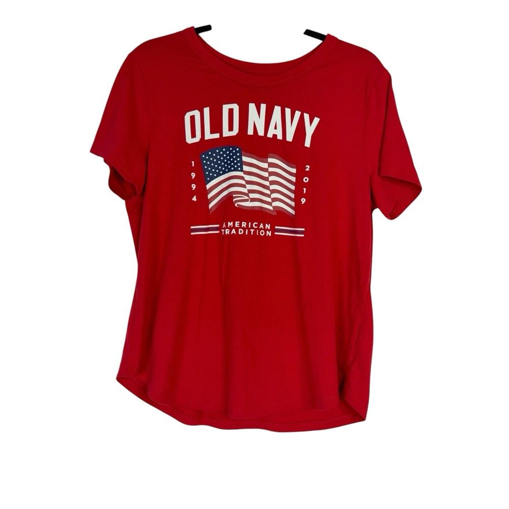 Old Navy Red American Flag Patriotic 50 States Graphic T-Shirt Women’s Large